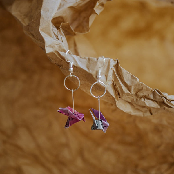 Jislaaik-Online-Shop 21 Folds Collaboration J21 Handmade Origami Earrings Sunrise - Origami Earrings - Dove