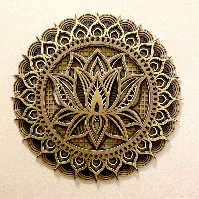 Nelumo wood layered wall art - Lotus