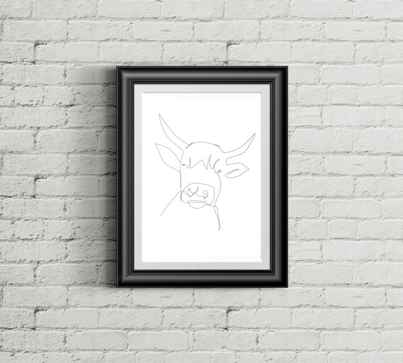 Cow One Line - Print A3
