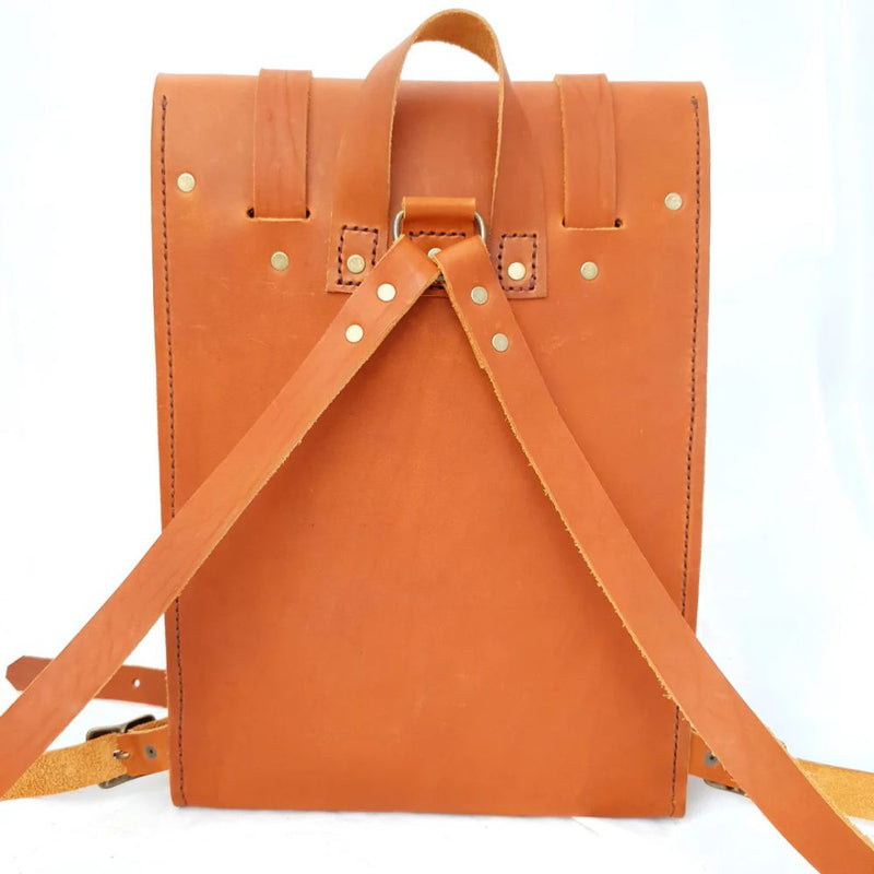 This is for you, the traveler, the explorer, the workhorse . The Houck backpack is constructed with 2.2mm-3mm Drum-dyed vegetable tanned leather, held together by waxed cotton and solid brass hardware .