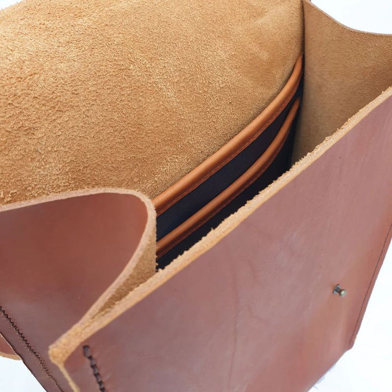 This is for you, the traveler, the explorer, the workhorse . The Houck backpack is constructed with 2.2mm-3mm Drum-dyed vegetable tanned leather, held together by waxed cotton and solid brass hardware .