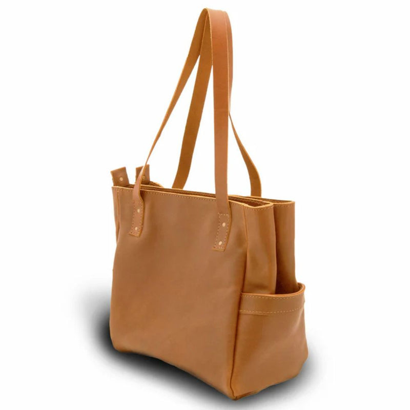 The Penelope will become your everyday handbag. Made from beautiful premium full grain leather and antique brass YKK zippers and hardware.  