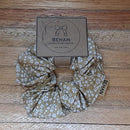 Scrunchie - Floral Design - Brown Grey