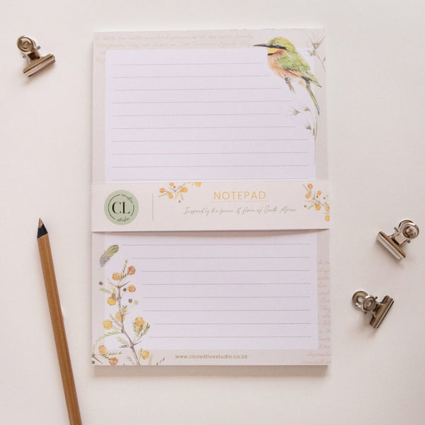 Elevate your note-taking experience with our Fynbos A5 Notepad, featuring exquisite watercolor fynbos artwork by Claudi Lourens.