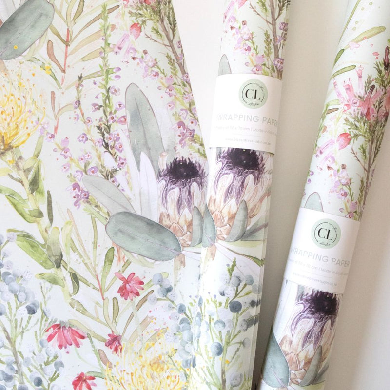Elevate your gift-giving with this exquisite set of wrapping paper sheets featuring original watercolour artwork by Claudi Lourens.