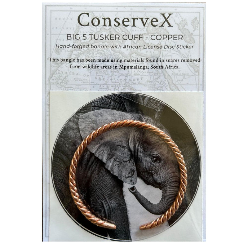 Big 5 Tusker Cuff - Hand-forged Copper Cuff/Bangle from snare wire - Anti-poaching mission (Copy)