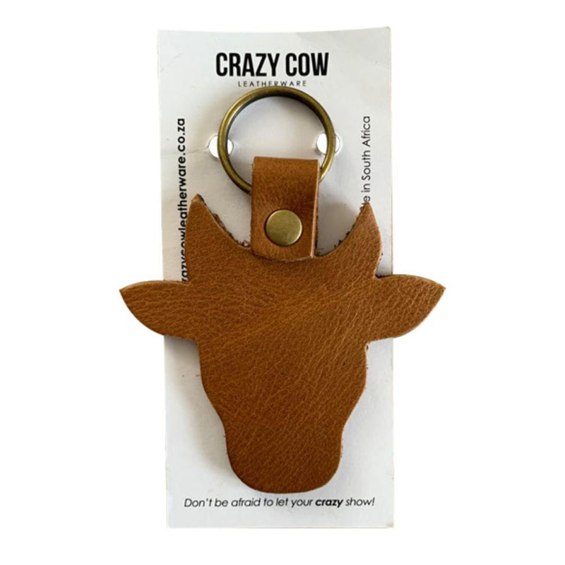 Cow Head Leather Keychain