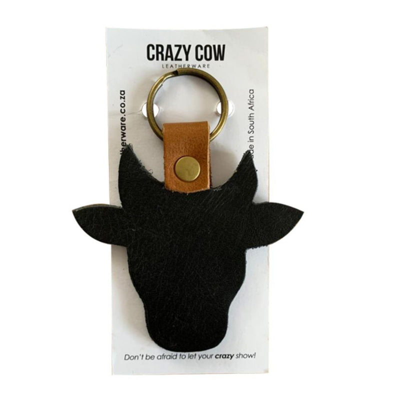 Cow Head Leather Keychain