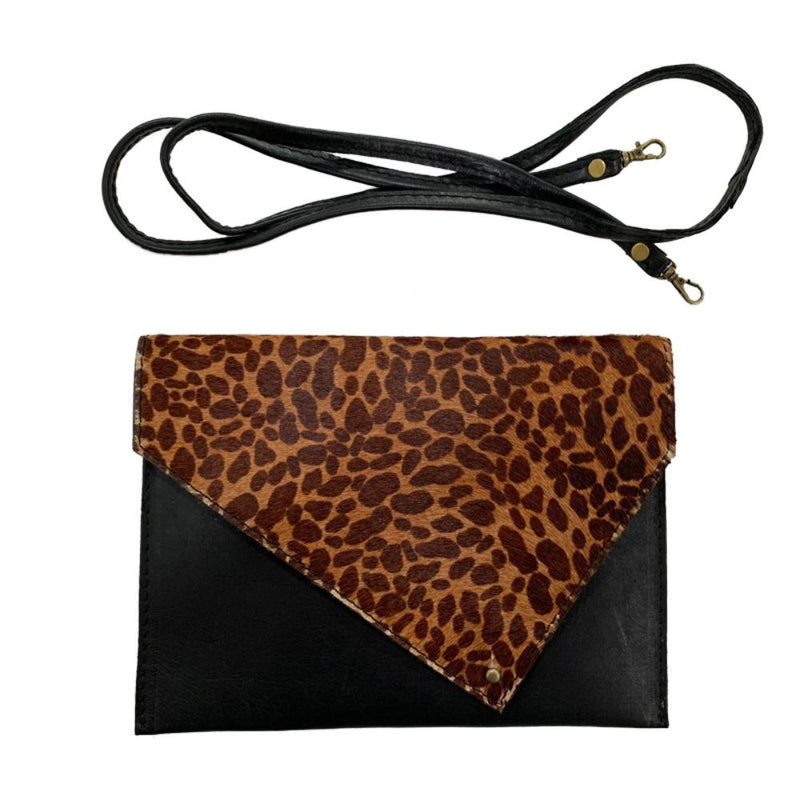 Amelia Clutch/Crossbody Leather Bag Leopard Print - Limited Edition