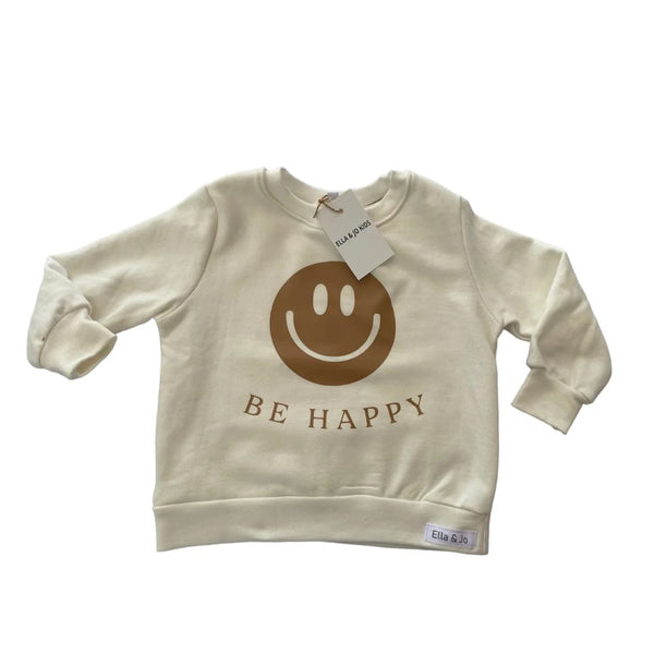 1x Cream Sweater - Be Happy Print

 

All made in a beautiful, unbrushed 100% cotton fabric.