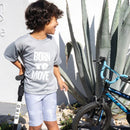 Our Set features a comfy pair of bicycle print tights and a matching top with the bold slogan “Born to Move”