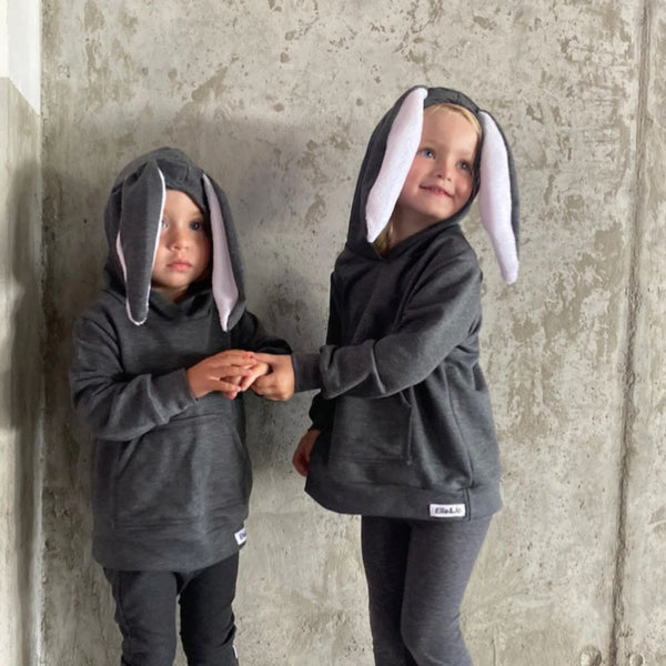 The Most comfortable and soft tracksuit out while celebrating Easter with your loved ones!
This Tracksuit sweatshirt has a hood with bunny ear detail paired with ribbing tights to match.

Cotton Brushed Fleece and Ribbing