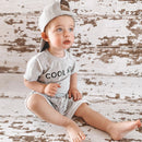 Cool, light and perfect for spring, summer and play time!

Made in 100% Cotton fabric.

Single printed cool kid T-shirt | Unbrushed Fleece Shorts with splatter ink print and string detail. 

