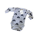 Long Sleeve onesie with envelope neck
Snaps at crotch to assist with easy diaper changes.
100% Cotton Interlock

Design Black Rainbow on Grey