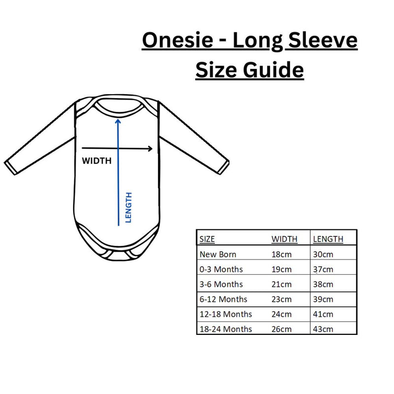 Long Sleeve onesie with envelope neck
Snaps at crotch to assist with easy diaper changes.
100% Cotton Interlock

Design Black Rainbow on Grey