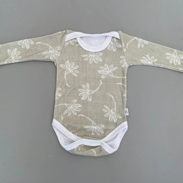 Baby 100% Cotton Long Sleeve Flower Onesie