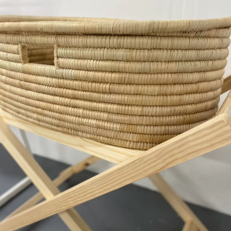 Moses baskets are suitable from newborn to 6 months old or until your baby starts to roll over.
The basket measures: l:82, W:52, D:30 but size could vary slightly as they are all hand-made.