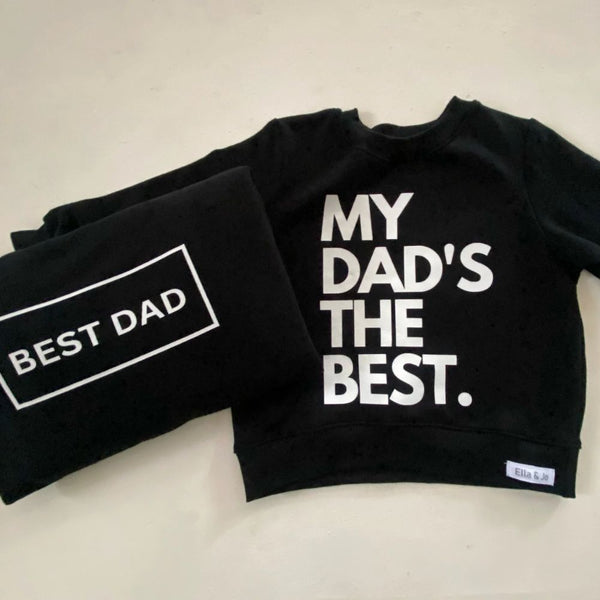 Our Dad and Mini Duo set is everything you need with the "Dad and me" matching look (style) and comfort.
Round crew Neck, Rib Cuff and Waistband.
Relaxed oversized fit
Black with print

Also available in charcoal Grey with white print 
100% Cotton Brushed Fleece