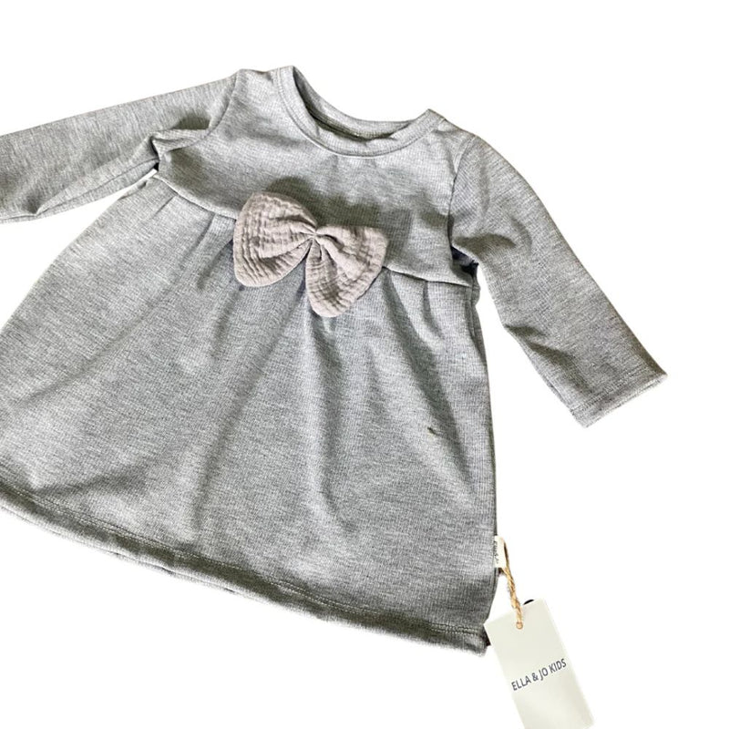 A comfy fit with a twirl-worthy silhouette.

Made in Beautiful Cotton Rib with Muslin Bow Detail