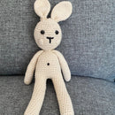 Crochet Bunny available in Natural Oats or Shade Chocolate Brown.

Made from 100% Cotton Natural Yarn.

Black Safety Eyes and Micro Ball Cotton Stuffing.