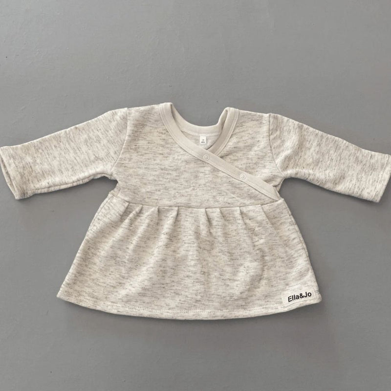 Long Sleeve cross-over wrap top for girls
100% Cotton Brushed Fleece

Available in White / Oatmeal / Beige