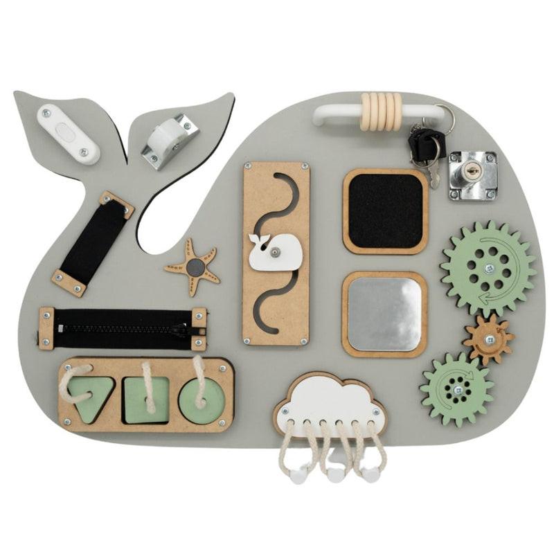 This handcrafted, portable activity board encourages independent, screen-free play while developing fine motor skills, focus, and creativity. 