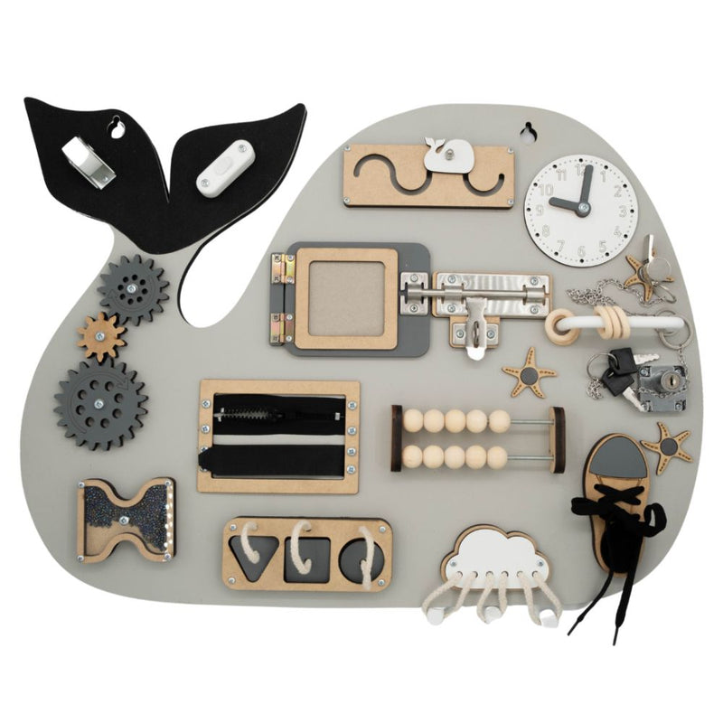 This handcrafted, portable activity board encourages independent, screen-free play while developing fine motor skills, focus, and creativity. 