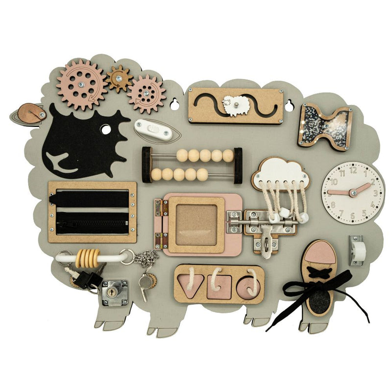 This handcrafted, portable activity board encourages independent, screen-free play while developing fine motor skills, focus, and creativity. 