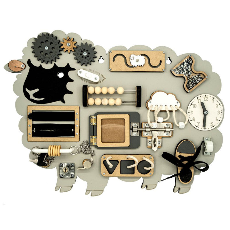 This handcrafted, portable activity board encourages independent, screen-free play while developing fine motor skills, focus, and creativity. 