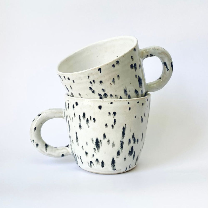 Handcrafted Mugs. Featuring a dotted design. Ideal for a nice coffee. 