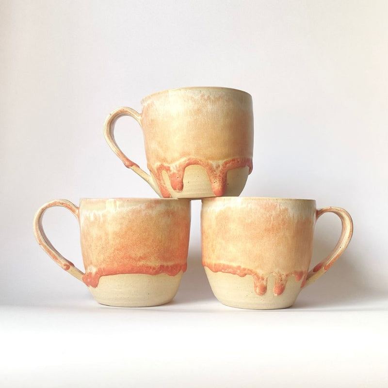 Handcrafted Mugs. Featuring a drippy colour design. Ideal for a nice coffee. 