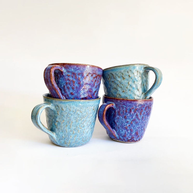 Handcrafted Mugs. Featuring royal blue and ice blue colour design. Ideal for a nice coffee. 
