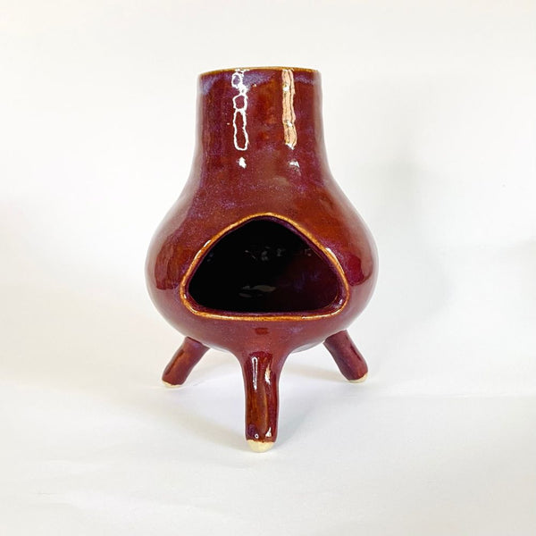 This handcrafted stoneware chimney burner is coil-built with care, making it a meaningful addition to your home or sacred space.