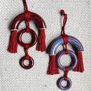 Unique ceramic wall hanging with fibre detail and bonded pieces. Fragile, handle with care.