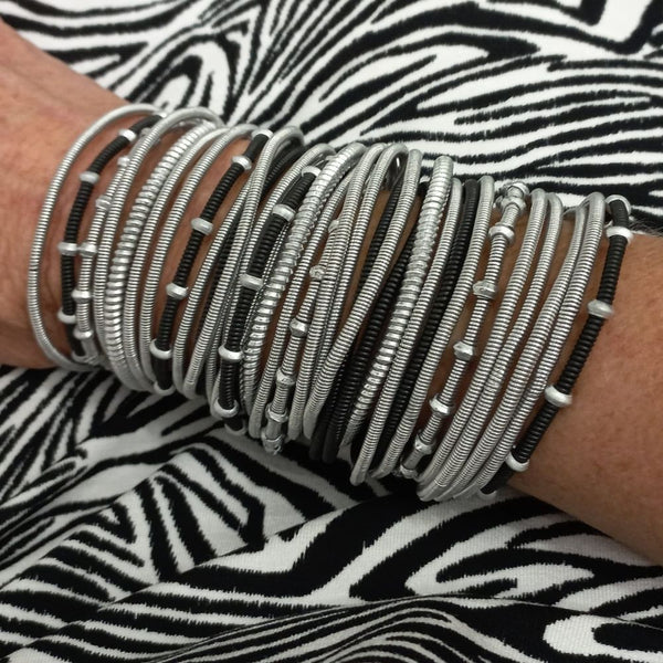 Black & Silver Twisty Venda Bangle Set