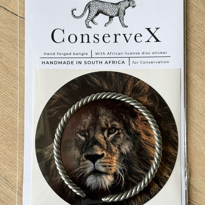 Big 5 Lion Cuff - Hand-forged Steel Cuff/Bangle from snare wire - Anti-poaching mission