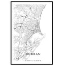 Black and White Map of Cape Town in sizes A4, A3, A2 and A1