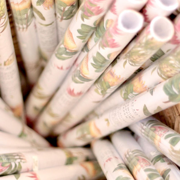 Three beautiful sheets of premium, high quality wrapping paper. Proudly painted, printed and packaged in South Africa. 3 x 50 x 70cm sheets. This is a plastic free product.