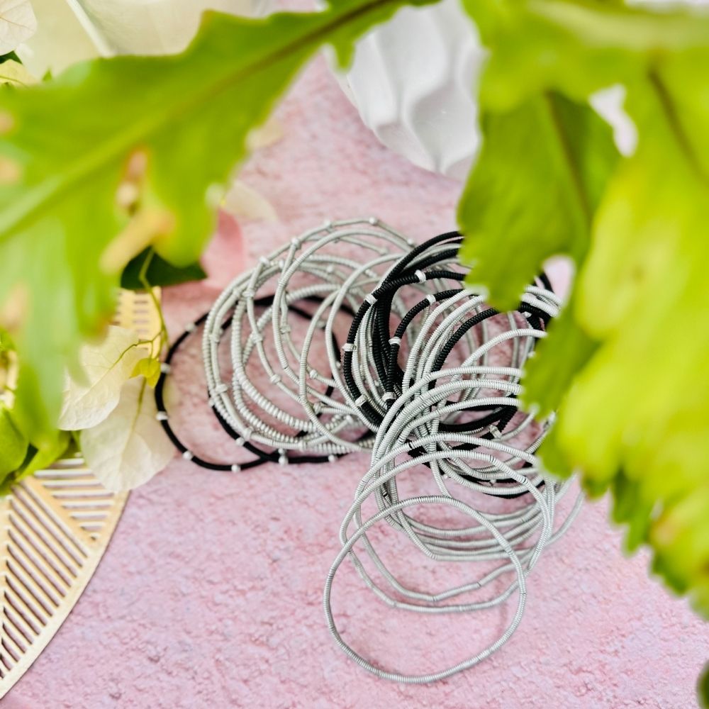 Black & Silver Twisty Venda Bangle Set