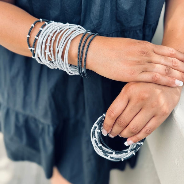 Black & Silver Twisty Venda Bangle Set