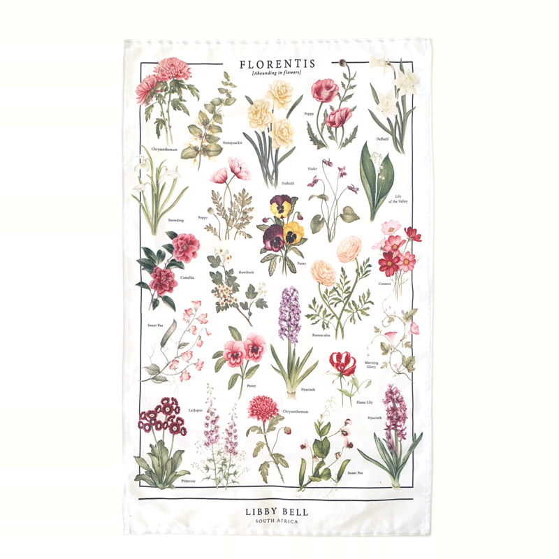 Exquisitely-painted works by Libby, printed in the finest detail onto beautiful cotton blend tea towels. 