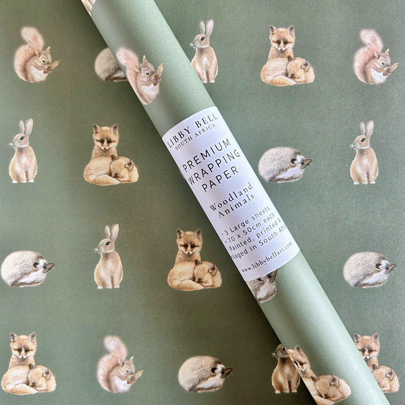 Three beautiful sheets of premium, high quality wrapping paper. Proudly painted, printed and packaged in South Africa. 3 x 50 x 70cm sheets. This is a plastic free product.