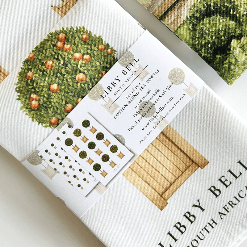 Exquisitely-painted works by Libby, printed in the finest detail onto beautiful cotton blend tea towels. 