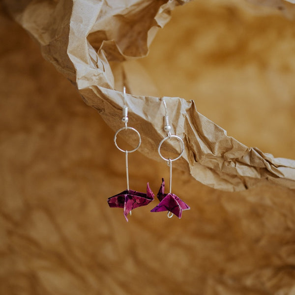Jislaaik-Online-Shop 21 Folds Collaboration J21 Handmade Origami Earrings Sunrise - Origami Earrings - Whale