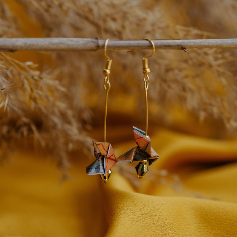 Jislaaik-Online-Shop 21 Folds Collaboration J21 Handmade Origami Earrings Sunset - Origami Earrings - Dove