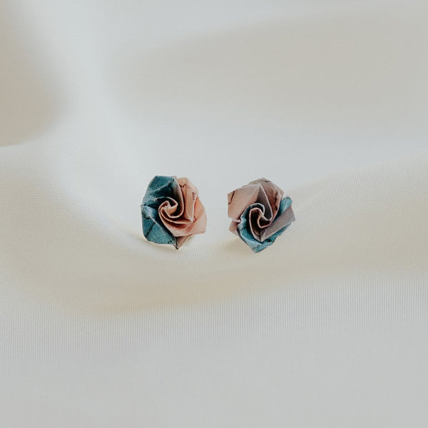 Jislaaik-Online-Shop 21 Folds Collaboration J21 Handmade Origami Earrings Sunset - Origami Earrings - Rose