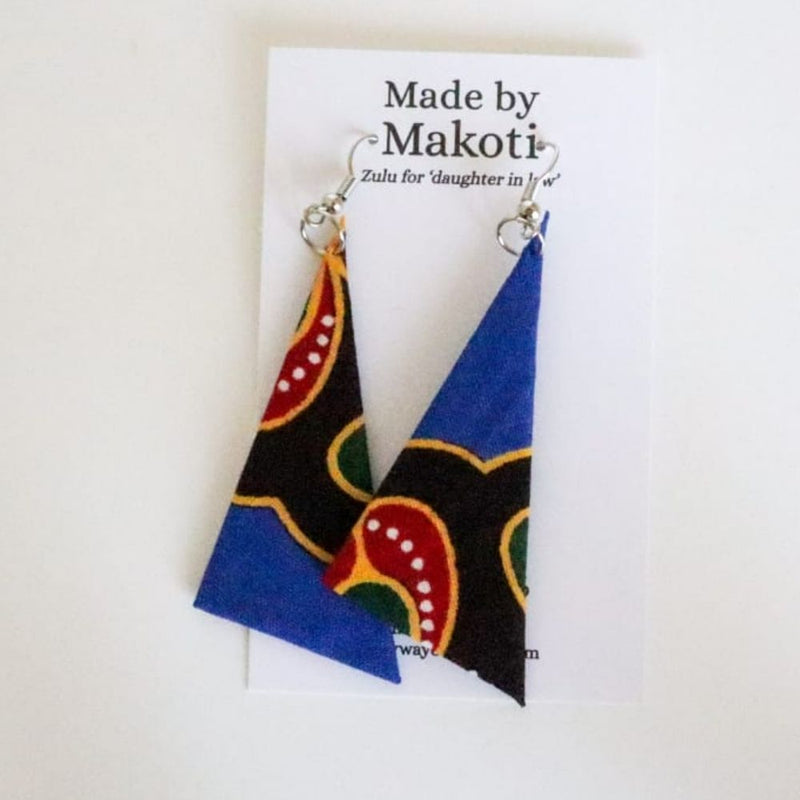 Jislaaik Online Shop South Africa Made by Makoti - Handmade Hanging Earrings - Blue Orange Red