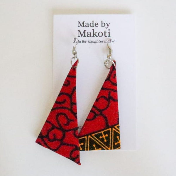Jislaaik Online Shop South Africa Made by Makoti - Handmade Hanging Earrings - Orange Red
