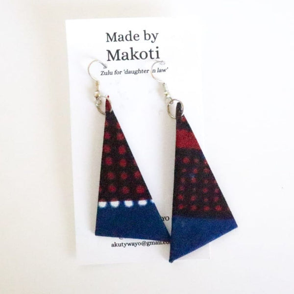 Jislaaik Online Shop South Africa Made by Makoti - Handmade Hanging Earrings - Red & Blue-2
