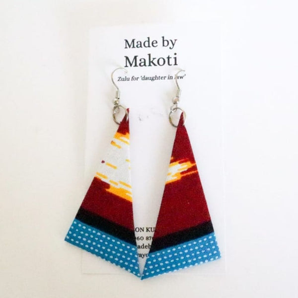 Jislaaik Online Shop South Africa Made by Makoti - Handmade Hanging Earrings - Red & Blue